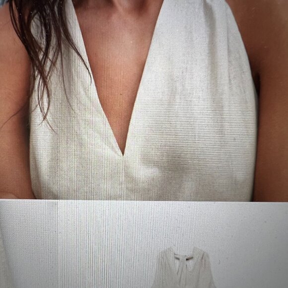 NEW- MANGO Linen Maxi Dress V-Neck, S - Picture 4 of 11